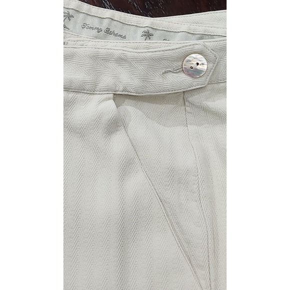 Tommy Bahama‎ Ivory Pants Silk Size 8 Womens Wide Leg Hip Zip - Picture 7 of 9